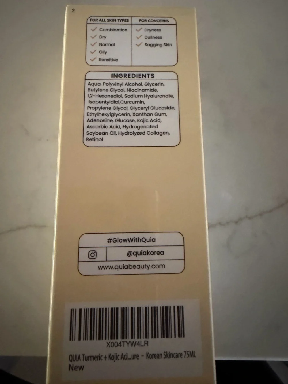 New 🆕 QUIA Korean Beauty Kojic Acid Turmeric Overnight Mask - Gold